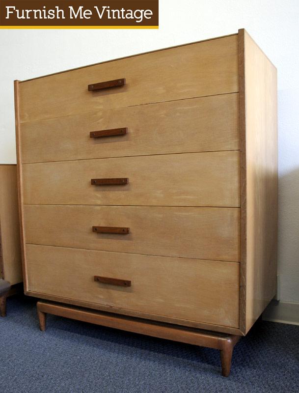 Retro Mid Century Blond Thomasville Highboy Bedroom Dresser