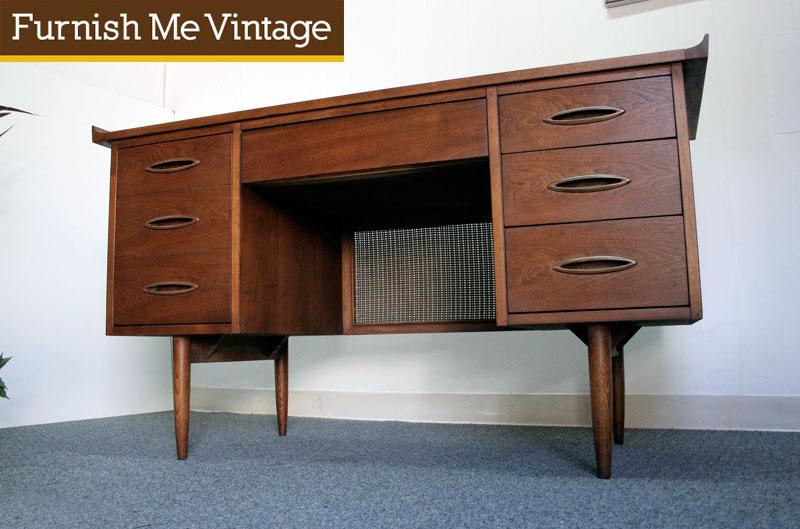 Vintage Broyhill Sculptra Walnut Desk