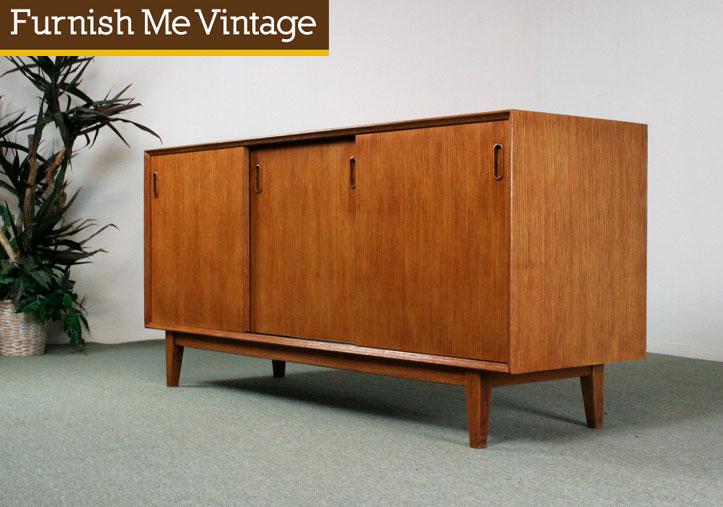 Mid Century Modern Maple Sliding Door Credenza