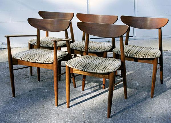 5 Danish Style Mid Century Modern Vintage Dining Chairs