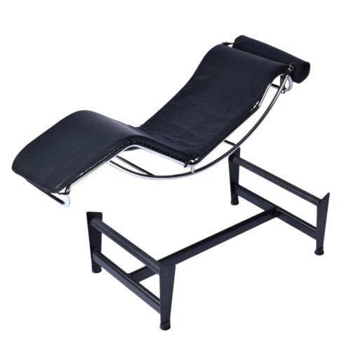 LeCorbusier LC4 Style Reproduction Black Leather Adjustable Chaise Lounge