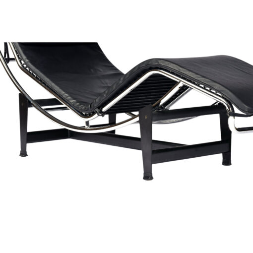 LeCorbusier LC4 Style Reproduction Black Leather Adjustable Chaise Lounge