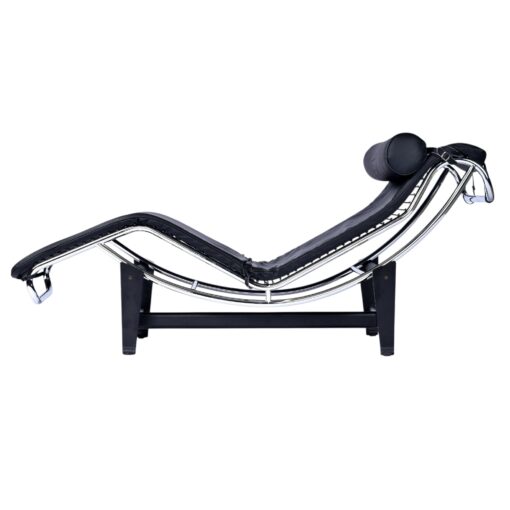 LeCorbusier LC4 Style Reproduction Black Leather Adjustable Chaise Lounge