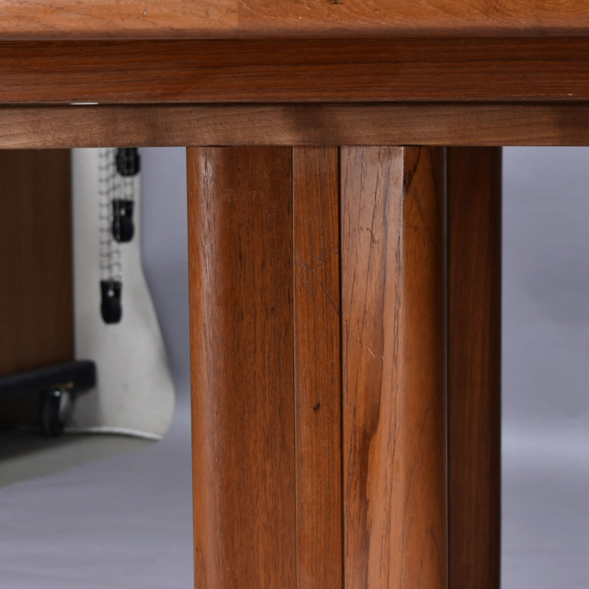 Scratches on teak dining table stem