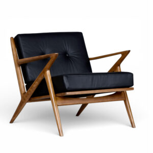 Restored Poul Jensen for Selig Danish Z Chair Black Leather 1950s