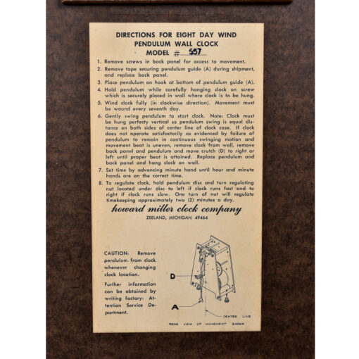 Howard Miller model 557 clock designed by Arthur Umanoff