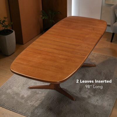 Expanding Danish Teak Oval Trestle Leg Dining Table by Rasmus