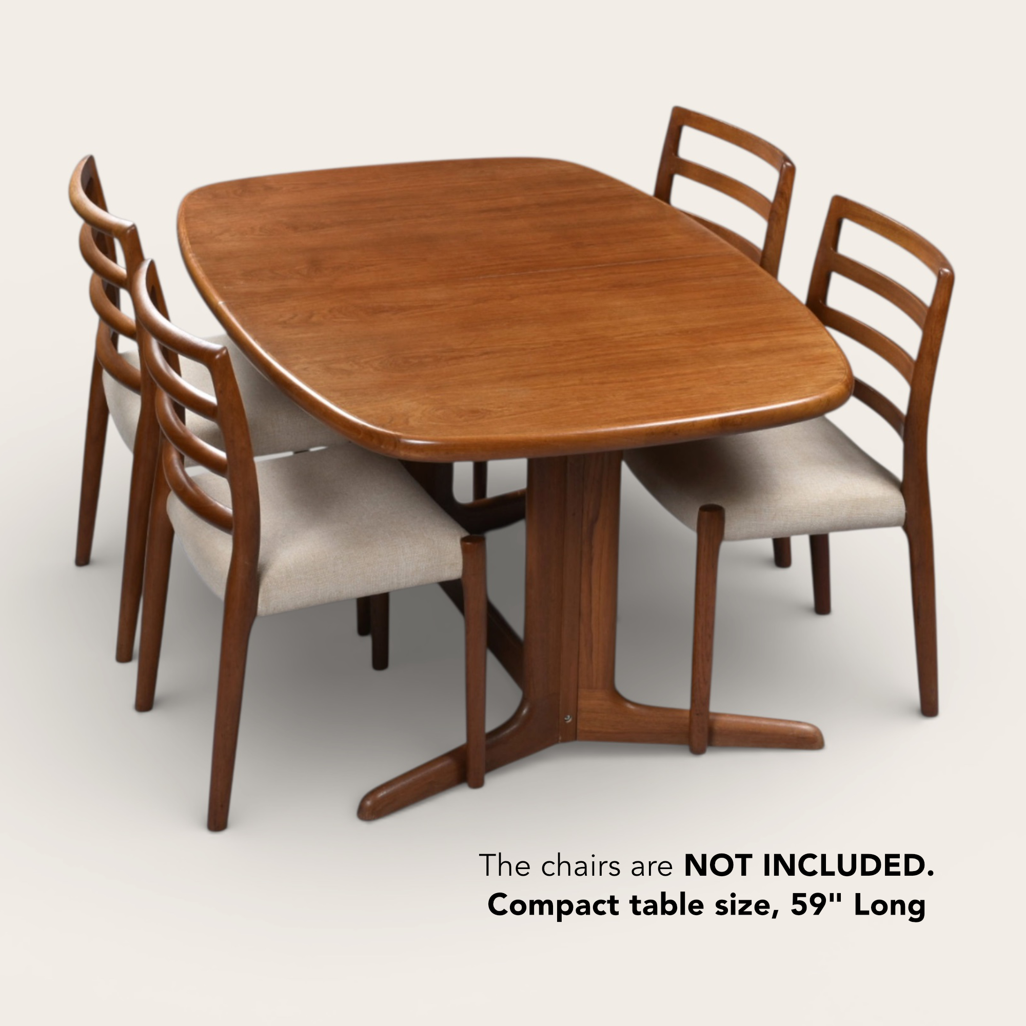 Rasmus oval Danish teak dining table with pedestal base