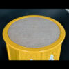 Travertine stone top on round vintage 1970s yellow side tables
