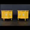 Vintage yellow and white end tables with stone tops