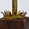 Brutalist vintage lamp gold wood metal