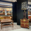 Brutalist wood mid century modern table lamp
