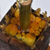 Resin top brutalist 1970s wood metal lamp