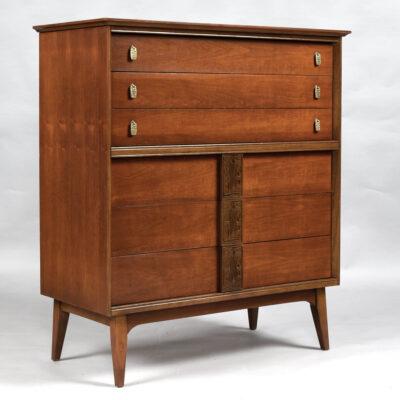 Bassett Aztec highboy dresser with Mayan walnut finish