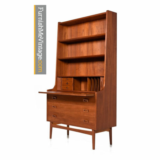 danish teak secretary bookcase