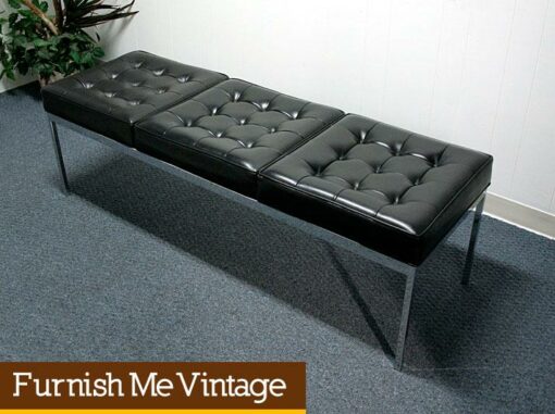 Vintage Mid Century Modern Florence Knoll Style Three Seater Bench