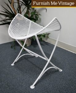 Mid Century Modern Retro Salterini Mesh Wrought Iron Stool Foot Rest