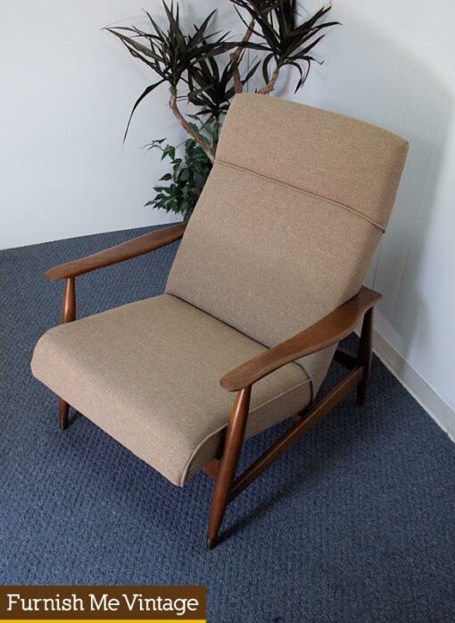 Vintage Beige Upholstered Lounge Chair