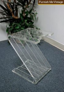 Retro Lucite Z Shaped End Table Mid Century Modern