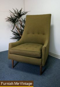 Retro Mid Century Modern Green Milo Baughman Style Lounge Chair
