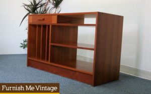 Vintage Danish Modern Record Cabinet Media Center