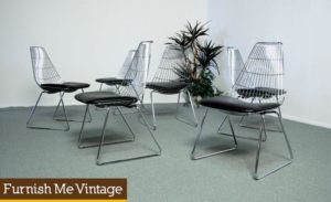 6 Mid Century Modern Bertoia Eames Style Wire Chairs