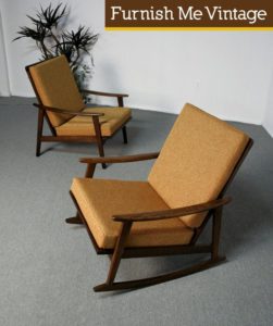 Mid Century Modern Italian Lounge Chair & Rocking Chair