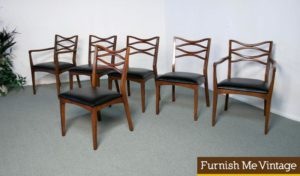 Set of 6 Vintage Walnut Dining Chairs