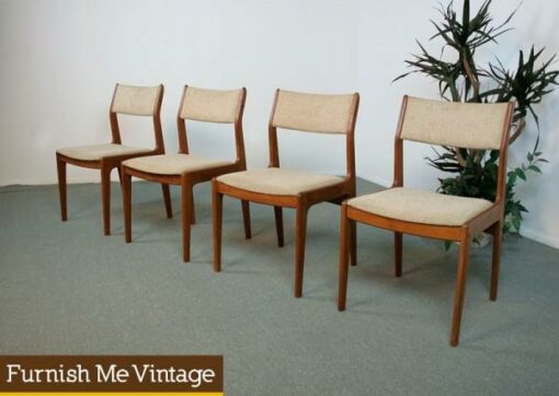 4 Danish Modern Solid Teak Dining Chairs