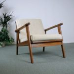 Natural Tweed Upholstery Danish Mid Century Lounge Chair