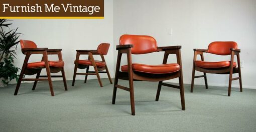 Four Mid Century Modern Vintage Arm Chairs