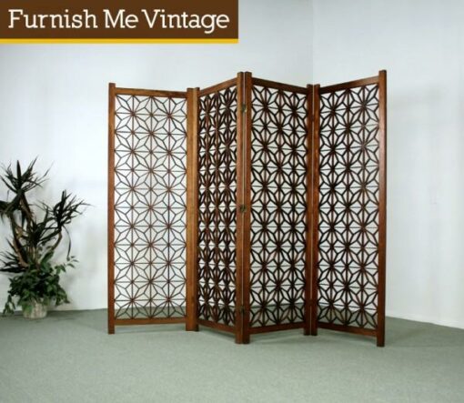 Vintage 4-Panel Teak Room Divider Screen