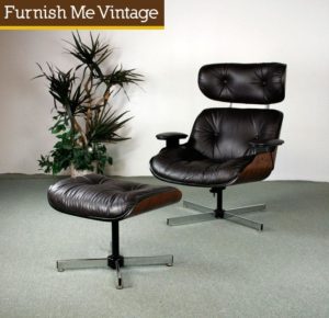Vintage Eames Style Lounge Chair with Ottoman