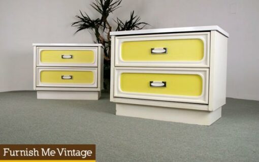 Pair of Reversible Front Lime & Yellow Nightstands