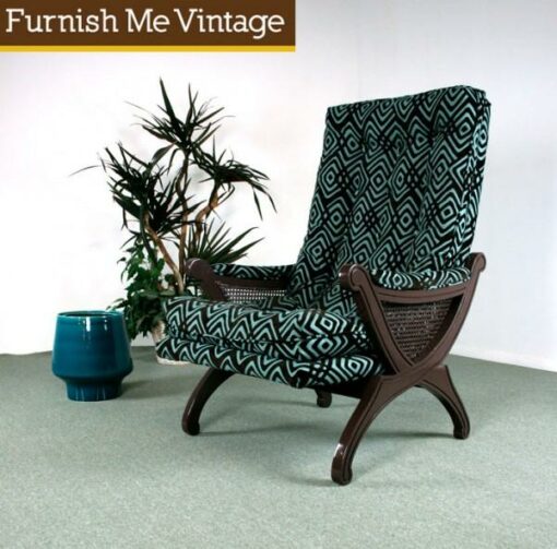 Retro Azul Plush High Back Lounge Chair