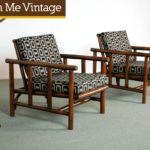 2 Vintage Rich Brown Rattan Lounge Chairs