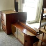 Vintage Art Deco Vanity Mahogany with Side Table