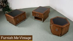 3 Chrome and Walnut Retro End Tables