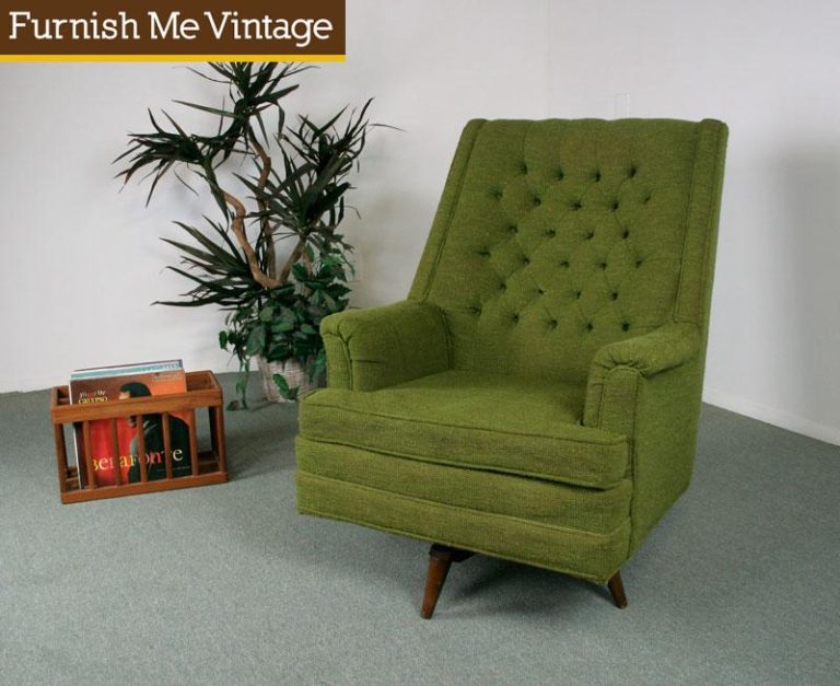 Retro Olive Green Swivel Easy Chair