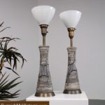 2 Mid Century Modern Torchere Table Lamps