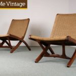 2 Mid Century Hans Wegner Style Rope Chairs