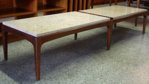 Vintage Danish Stone Top Surfboard Coffee Table