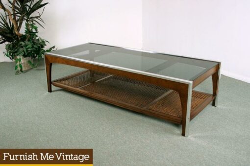 Mid Century Modern Chrome & Walnut Coffee Table