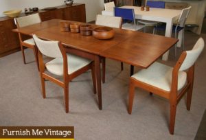 Mid Century Modern Narrow Danish Teak Dining Table