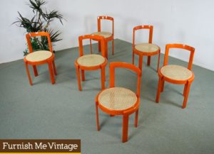 6 Retro Orange Dining Side Chairs