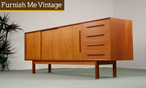 Long Mid Century Modern Danish Teak Credenza