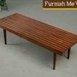 Small Mid Century Modern Slat Bench Table