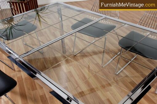 Vintage Chrome and Etched Glass Dining Table