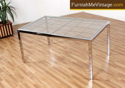 Vintage Chrome and Etched Glass Dining Table