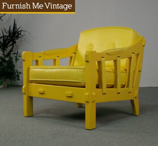 Retro 1970s Post Modern Yellow Strap Chair